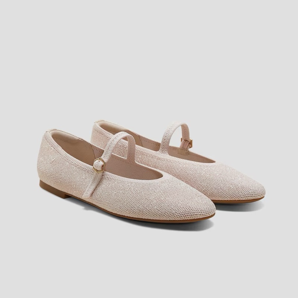Vivaia Nelly Mary Jane Flats - Almond Toe - Rose Gold